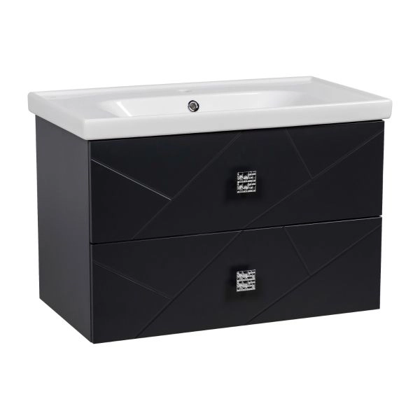 Modern Wall-Mount Bathroom Vanity with Washbasin | Picasso Anthracite Matte  Collection | Non-Toxic Fire-Resistant MDF-32"