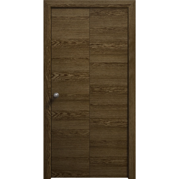Sliding Closet Bi-fold Doors 36 x 80 inches | Ego 5000 Marble Oak | Sturdy Tracks Moldings Trims Hardware Set | Wood Solid Bedroom Wardrobe Doors