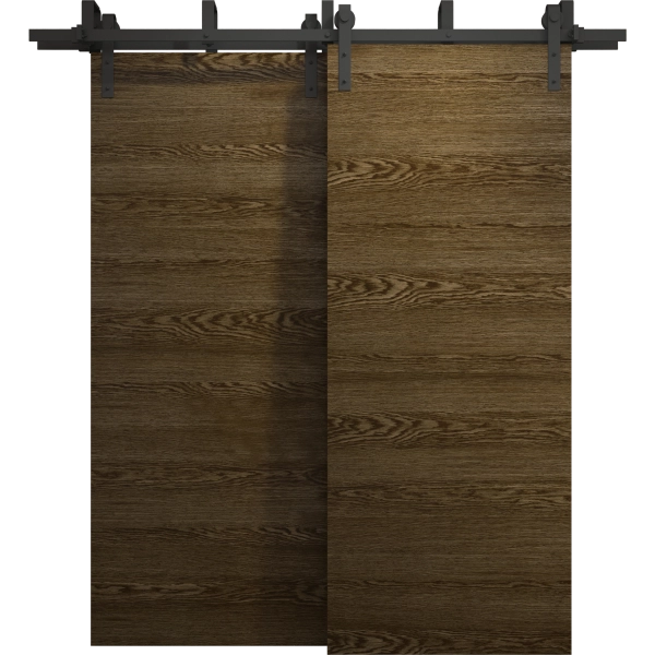 Sliding Closet Barn Bypass Doors 36 x 80 inches | Ego 5000 Marble Oak | Modern 6.6ft Rails Hardware Set | Wood Solid Bedroom Wardrobe Doors