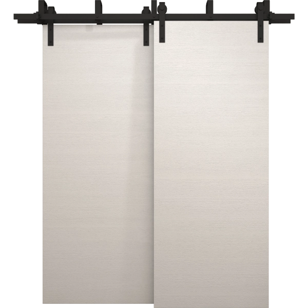 Sliding Closet Barn Bypass Doors 36 x 80 inches | Ego 5000 Painted White Oak | Modern 6.6ft Rails Hardware Set | Wood Solid Bedroom Wardrobe Doors