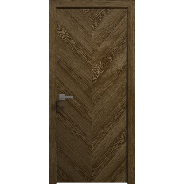 Interior Solid French Door 18 x 80 inches | Ego 5005 Marble Oak | Single Regular Panel Frame Handle | Bathroom Bedroom Modern Doors