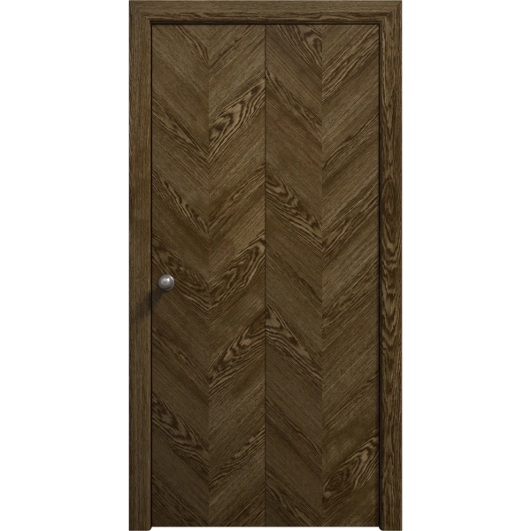 Sliding Closet Bi-fold Doors 36 x 80 inches | Ego 5005 Marble Oak | Sturdy Tracks Moldings Trims Hardware Set | Wood Solid Bedroom Wardrobe Doors