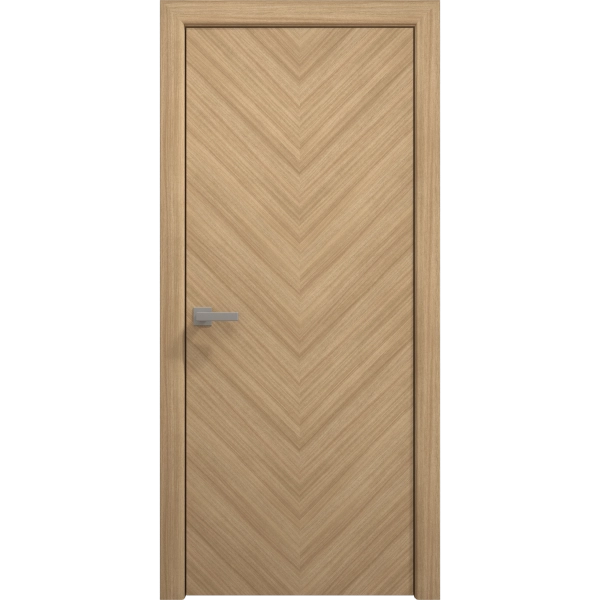Interior Solid French Door 18 x 80 inches | Ego 5005 Natural Oak | Single Regular Panel Frame Handle | Bathroom Bedroom Modern Doors