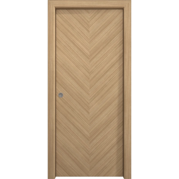 Sliding Pocket Door 18 x 84 inches | Ego 5005 Natural Oak | Kit Rail Hardware | Solid Wood Interior Bedroom Modern Doors