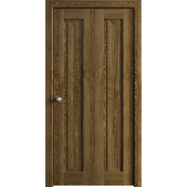 Sliding Closet Bi-fold Doors 36 x 80 inches | Ego 5006 Marble Oak | Sturdy Tracks Moldings Trims Hardware Set | Wood Solid Bedroom Wardrobe Doors
