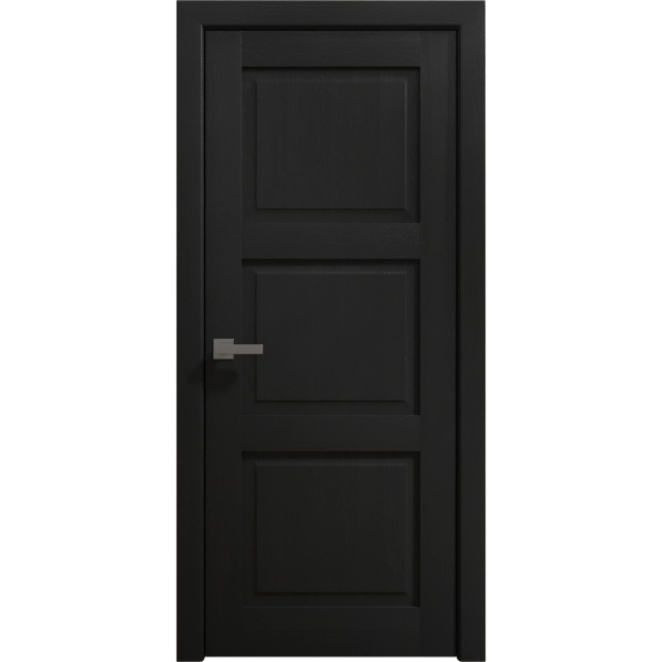 Interior Solid French Door 18 x 80 inches | Ego 5010 Painted Black Oak | Single Regular Panel Frame Handle | Bathroom Bedroom Modern Doors