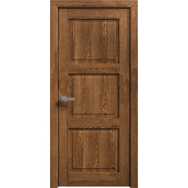 Interior Solid French Door 18 x 80 inches | Ego 5010 Cognac Oak Veneer | Single Regular Panel Frame Handle | Bathroom Bedroom Modern Doors