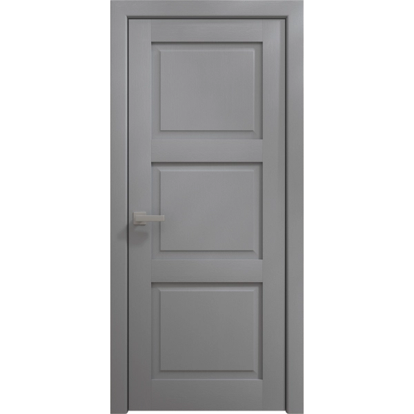 Interior Solid French Door 18 x 80 inches | Ego 5010 Painted Grey Oak | Single Regular Panel Frame Handle | Bathroom Bedroom Modern Doors