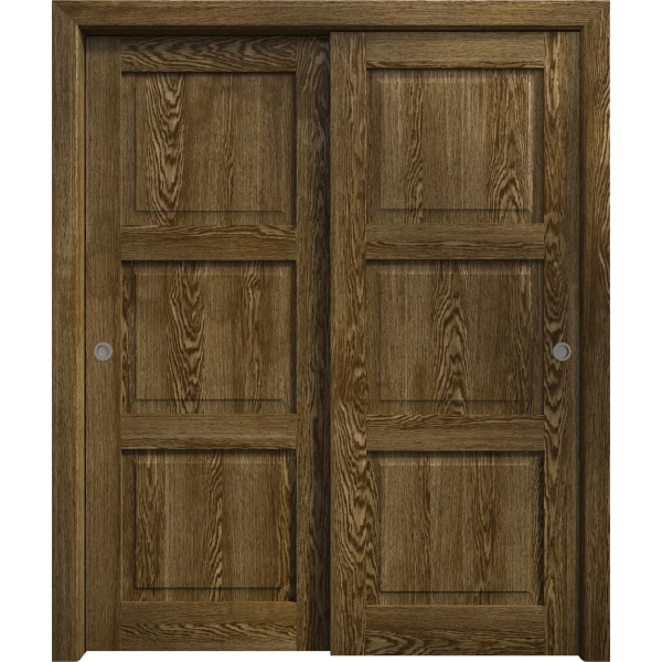 Sliding Closet Bypass Doors 36 x 80 inches | Ego 5010 Marble Oak | Rails Hardware Set | Wood Solid Bedroom Wardrobe Doors