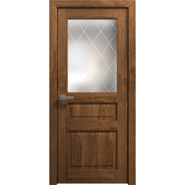 Interior Solid French Door 18 x 80 inches | Ego 5011 Cognac Oak Veneer | Single Regular Panel Frame Handle | Bathroom Bedroom Modern Doors