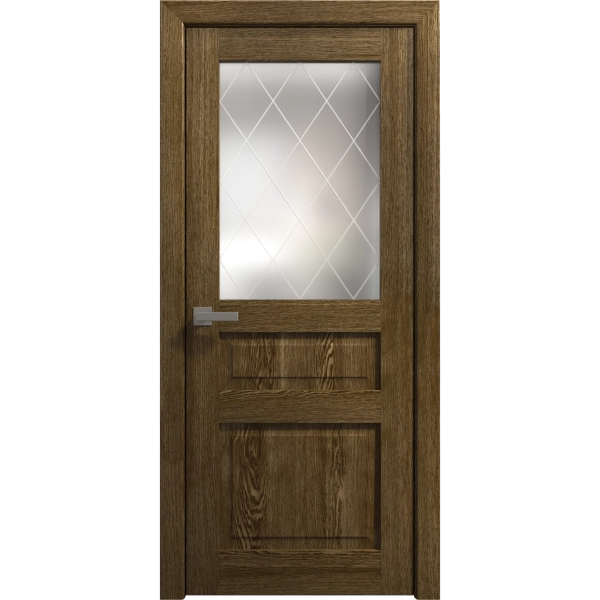 Interior Solid French Door 18 x 80 inches | Ego 5011 Marble Oak | Single Regular Panel Frame Handle | Bathroom Bedroom Modern Doors