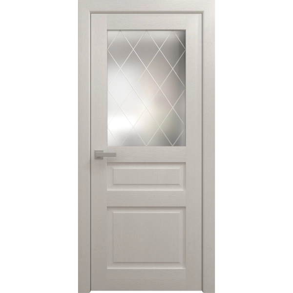 Interior Solid French Door 18 x 80 inches | Ego 5011 Painted White Oak | Single Regular Panel Frame Handle | Bathroom Bedroom Modern Doors