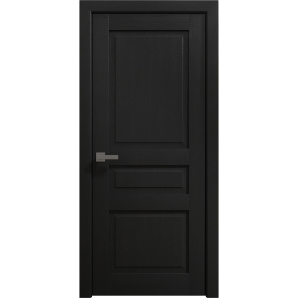 Interior Solid French Door 18 x 80 inches | Ego 5012 Painted Black Oak | Single Regular Panel Frame Handle | Bathroom Bedroom Modern Doors