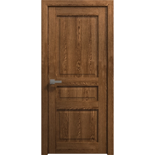 Interior Solid French Door 18 x 80 inches | Ego 5012 Cognac Oak Veneer | Single Regular Panel Frame Handle | Bathroom Bedroom Modern Doors