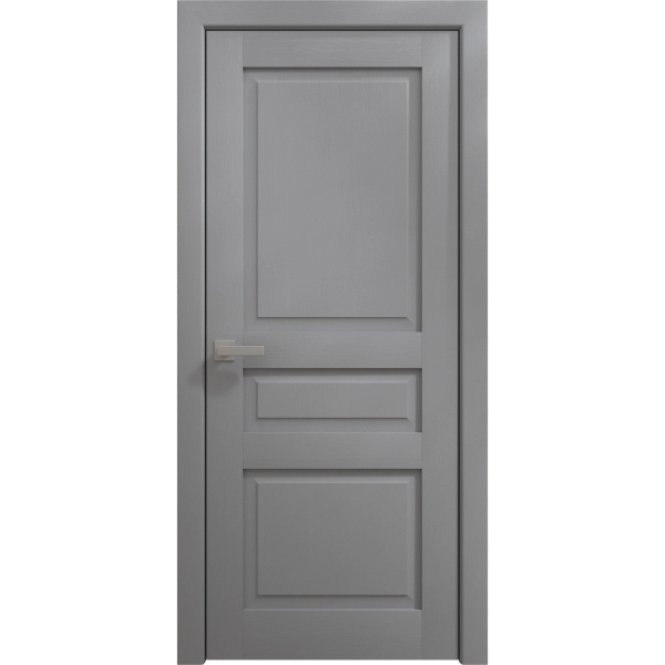 Interior Solid French Door 18 x 80 inches | Ego 5012 Painted Grey Oak | Single Regular Panel Frame Handle | Bathroom Bedroom Modern Doors