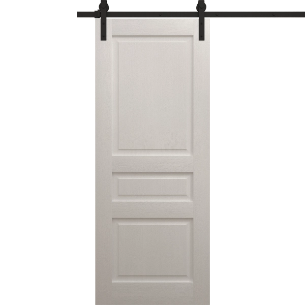 Modern Barn Door 18 x 80 inches | Ego 5012 Painted White Oak | 6.6FT Rail Track Heavy Hardware Set | Solid Panel Interior Doors