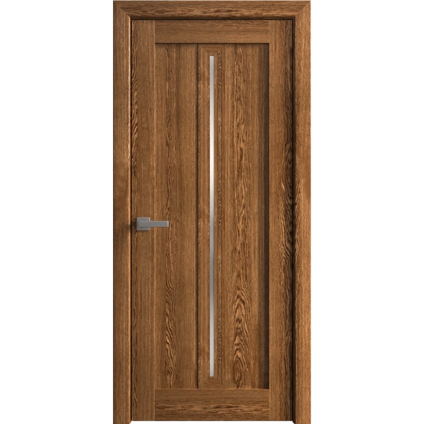 Interior Solid French Door 18 x 80 inches | Ego 5014 Cognac Oak Veneer | Single Regular Panel Frame Handle | Bathroom Bedroom Modern Doors