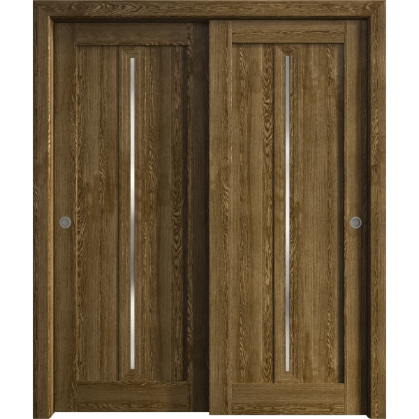Sliding Closet Bypass Doors 36 x 80 inches | Ego 5014 Marble Oak | Rails Hardware Set | Wood Solid Bedroom Wardrobe Doors