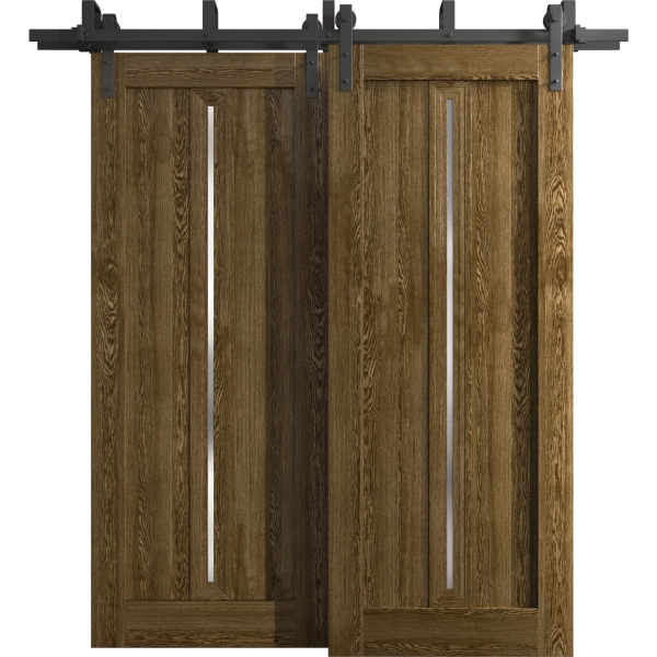 Sliding Closet Barn Bypass Doors 36 x 80 inches | Ego 5014 Marble Oak | Modern 6.6ft Rails Hardware Set | Wood Solid Bedroom Wardrobe Doors