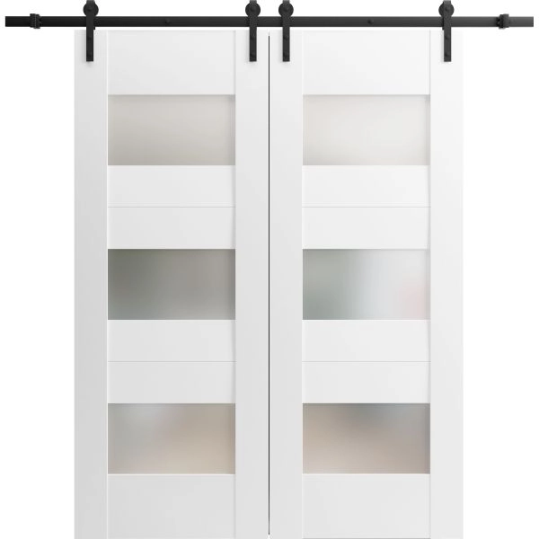 Modern Double Barn Door / Sete 6003 / 13FT Rail Track Set / Solid Panel Interior Doors-36" x 80"