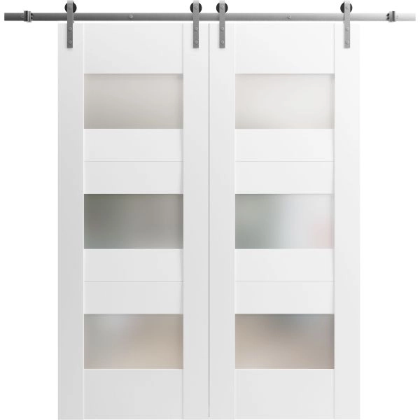 Modern Double Barn Door / Sete 6003 / 13FT Rail Track Set / Solid Panel Interior Doors-36" x 80"