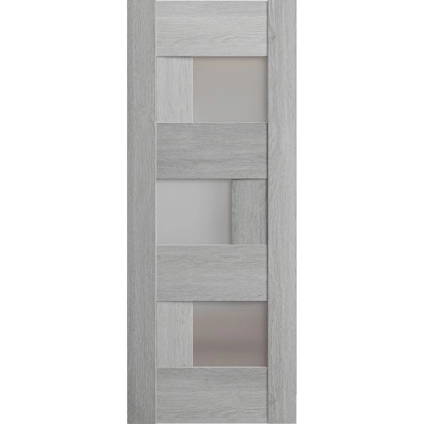 Slab Barn Door Panel Frosted Glass | Sete 6933 Light Grey Oak | Sturdy Finished Doors | Pocket Closet Sliding-18" x 80"