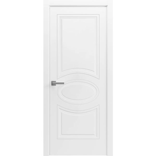 Solid French Door / Mela 7001 Matte White / Single Regular Panel Frame Handle / Bathroom Bedroom Modern Doors -18" x 80"