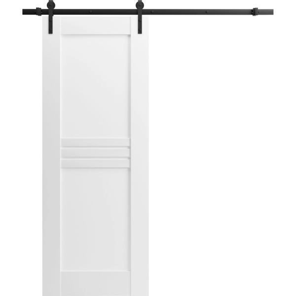 Modern Barn Door / Mela 7444 / 6.6FT Rail Track Heavy Hardware Set / Solid Panel Interior Doors-18" x 80"