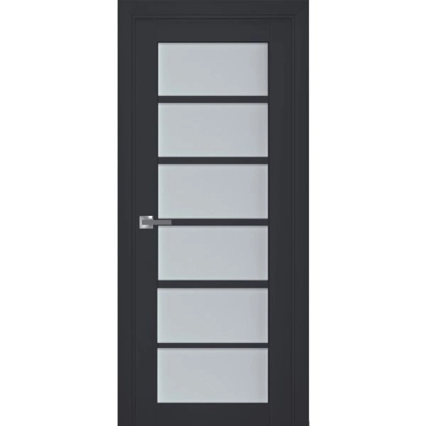 Interior Solid French Door | Veregio 7602 Antracite with Frosted Glass | Single Regular Panel Frame Trims Handle | Bathroom Bedroom Sturdy Doors 