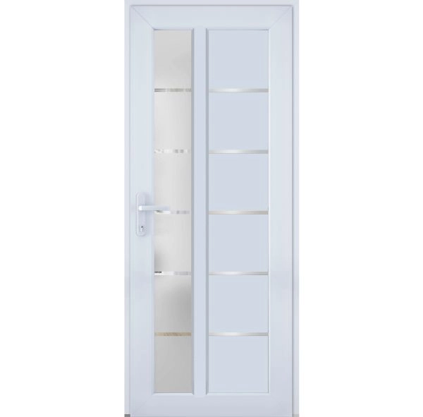 Front Exterior Prehung FiberGlass Door Frosted Glass / Manux 8088 White Silk / Office Commercial and Residential Doors Entrance Patio Garage