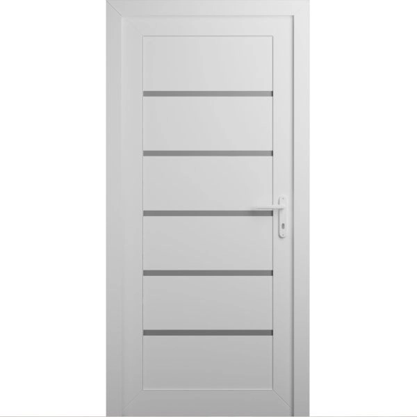 Front Exterior Prehung Metal-Plastic Door | Manux 8415 White Silk | Office Commercial and Residential Doors Entrance Patio Garage W32" x H80" Right hand Inswing