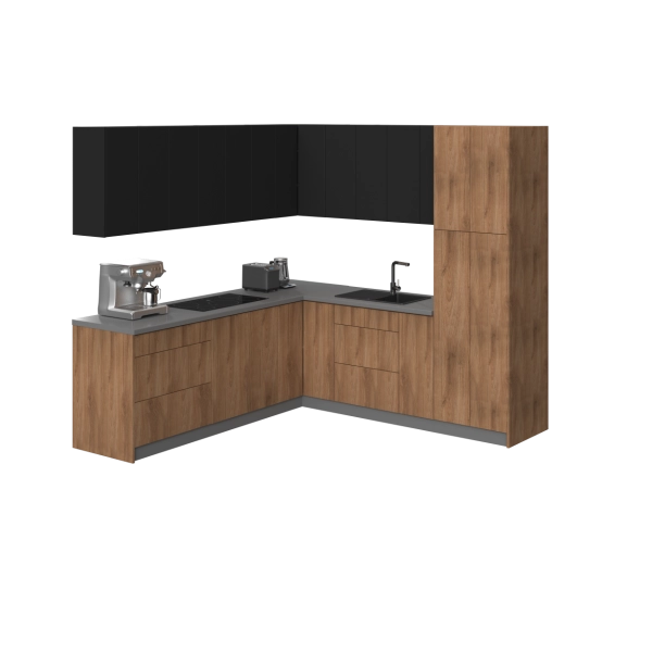 Kitchen Urban Collection Natural Teak & Black Color Base Size 8x8Ft Wide