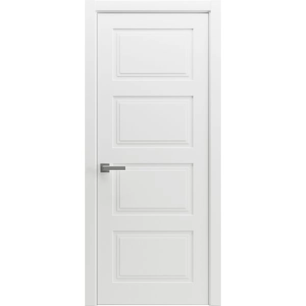 Modern Wood Interior Door with Hardware | Majestic 9012 Painted White | Single Panel Frame Trims | Bathroom Bedroom Sturdy Doors - 16" x 78"