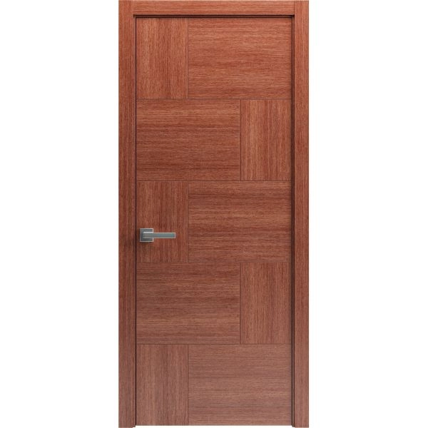 Modern Wood Interior Door with Hardware | Riviera 9015 Walnut | Single Panel Frame Trims | Bathroom Bedroom Sturdy Doors - 16" x 78"