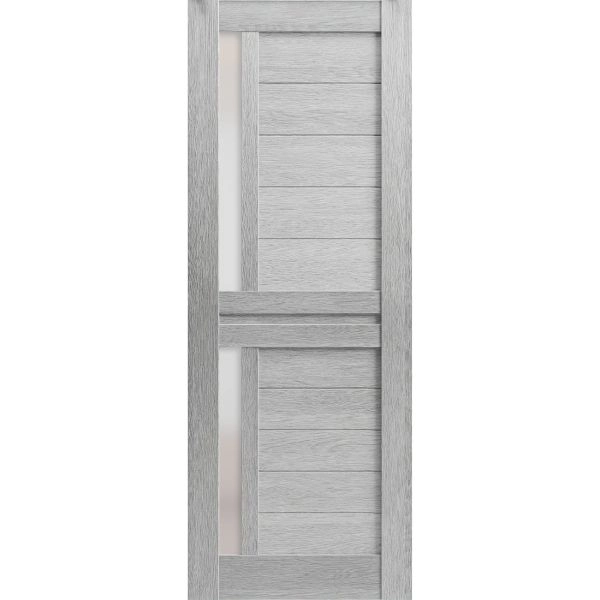 Slab Barn Door Panel | Veregio 7288 Light Grey Oak with Frosted Glass | Sturdy Finished Doors | Pocket Closet Sliding