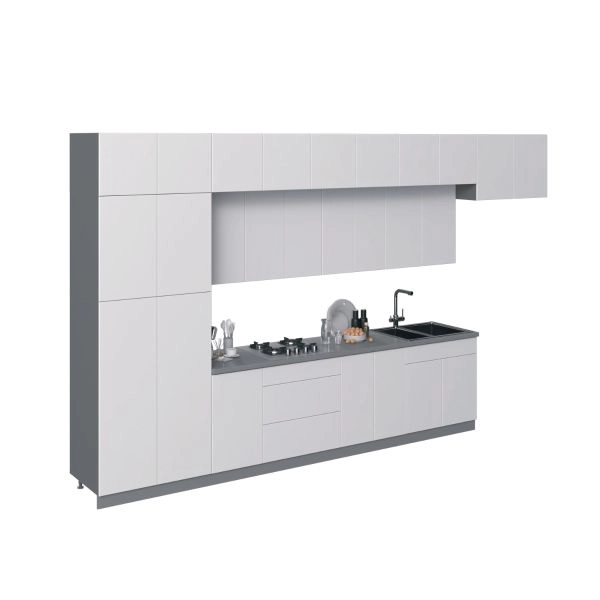 Kitchen Serene Collection White Gloss Color Base Size 15Ft Wide