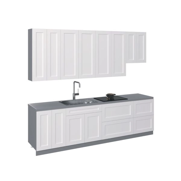 Kitchen Contemporary Collection White Matte Color Base Size 9.5Ft Wide