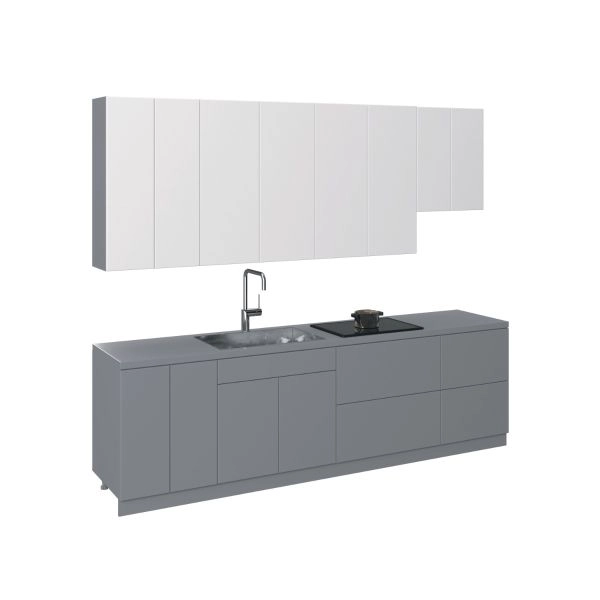 Kitchen Contemporary Collection Gray & White Gloss Color Base Size 9.5Ft Wide