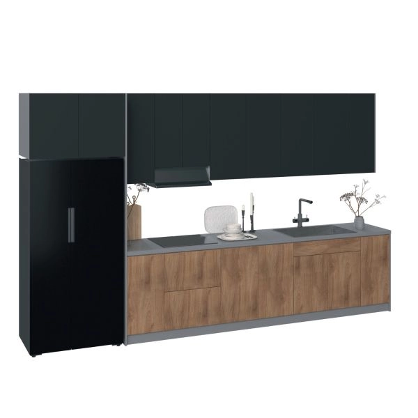 Kitchen Timekeeper Collection Natural Teak & Black Color Base Size 13Ft Wide