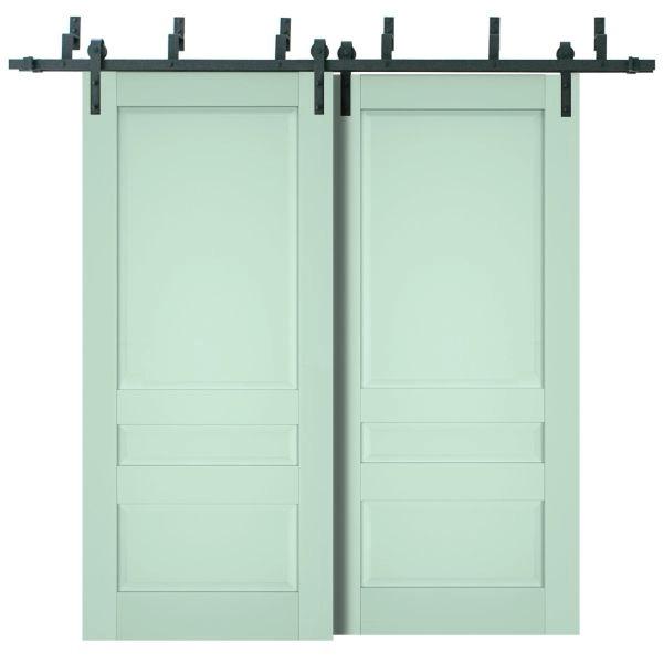 Sliding Closet Barn Bypass Doors | Veregio 7411 Oliva | Sturdy 6.6ft Rails Hardware Set | Wood Solid Bedroom Wardrobe Doors