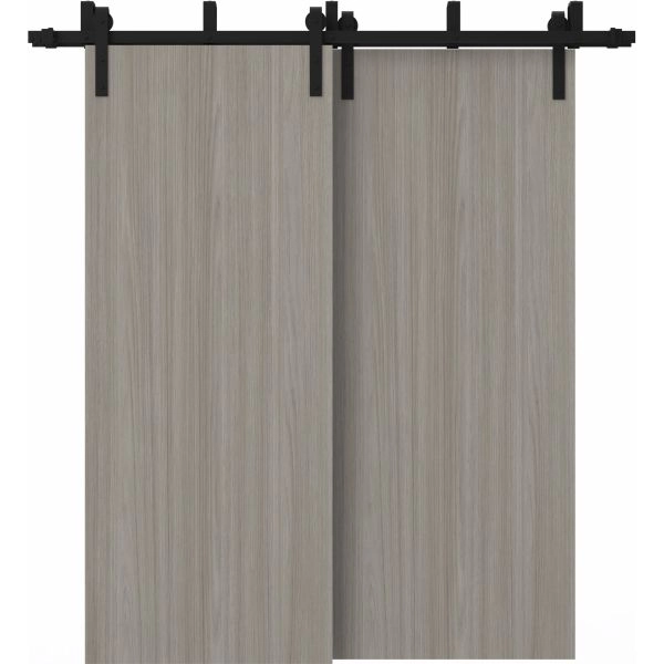 Sliding Closet Barn Bypass Doors 36 x 80 inches | BASIC 3001 Oak Franko | Modern 6.6ft Rails Hardware Set | Wood Solid Bedroom Wardrobe Doors