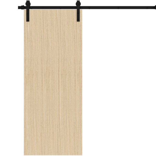 Sliding Barn Door with Hardware | Planum 0010 Vertical Natural Veneer | 6.6FT Rail Hangers Sturdy Set | Modern Solid Panel Interior Doors