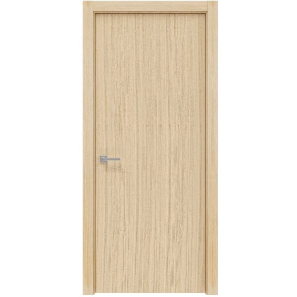 Modern Wood Interior Door with Hardware | Planum 0010 Vertical Natural Veneer | Single Panel Frame Trims | Bathroom Bedroom Sturdy Doors