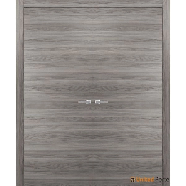 Planum 0010 Interior Modern Closet Solid Pre-hung Double Doors Ginger Ash