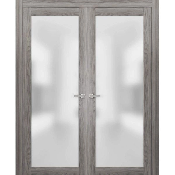 Planum 2102 Interior Sliding Closet Double Doors Ginger Ash with Frames Hardware