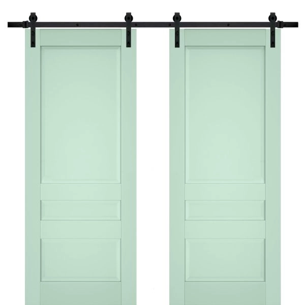 Sturdy Double Barn Door | Veregio 7411 Oliva | 13FT Rail Hangers Heavy Set | Solid Panel Interior Doors