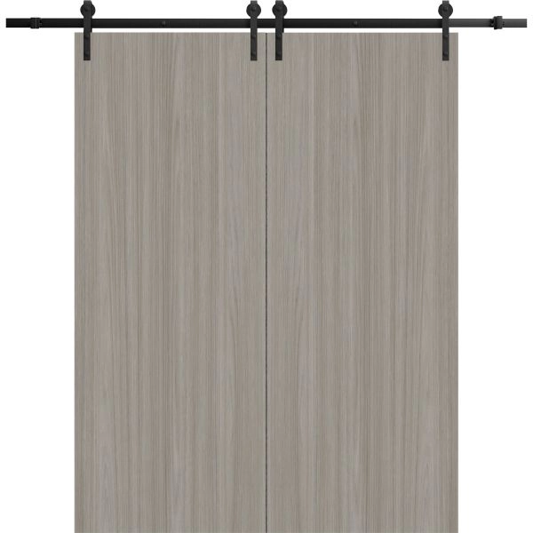 Modern Double Barn Door 36 x 80 inches | BASIC 3001 Oak Franko | 13FT Rail Track Set | Solid Panel Interior Doors