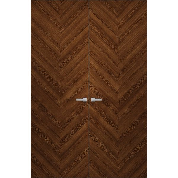 Hidden Double Doors | Ego 5005 Cognac Oak Veneer Concealed Metal Frame 36" x 80" (2* 18x80) Right-hand Inswing