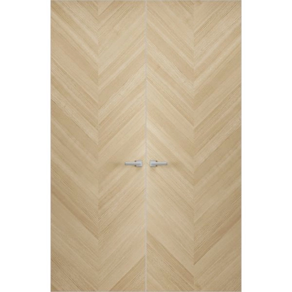 Hidden Double Doors | Ego 5005 Painted White Oak Concealed Metal Frame 36" x 80" (2* 18x80) Right-hand Inswing