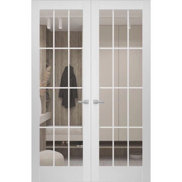 Hidden Double Doors | Felicia 3355 White Silk Concealed Metal Frame 36" x 80" (2* 18x80) Right-hand Inswing